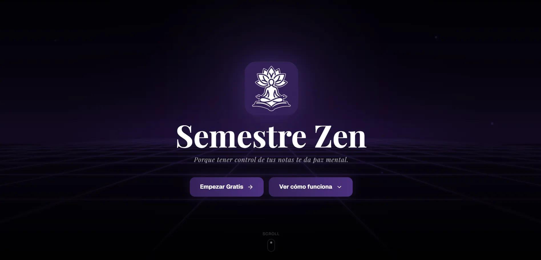 Captura de la aplicación web Semestre Zen, mostrando el dashboard principal con tarjetas de cálculo de notas